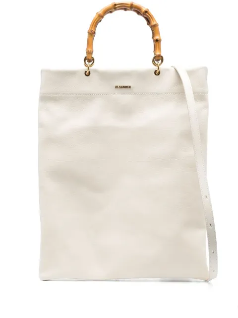 Jil Sander bamboo-handle leather tote bag Neutrals J07WC0018P5385