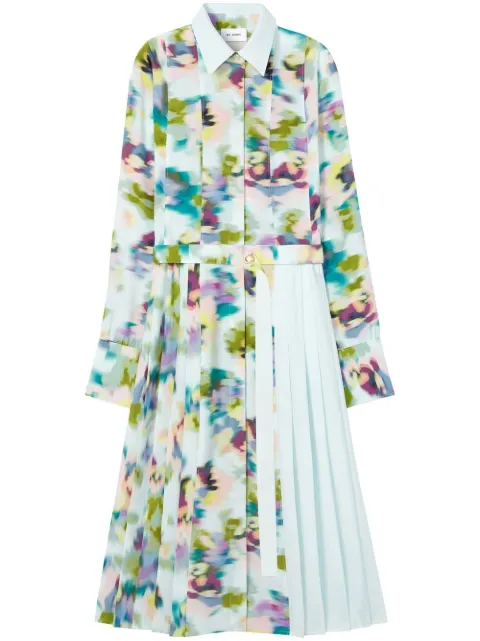 St. John abstract floral-print shirt dress Blue K11BC01