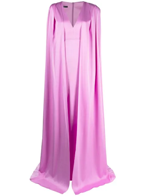 Alex Perry V-neck cape gown Purple D936