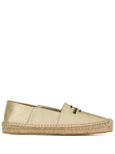 Ferragamo logo-embroidered metallic espadrilles Gold 758206