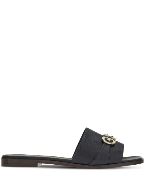 Ferragamo leather logo plaque sandals Black 758084