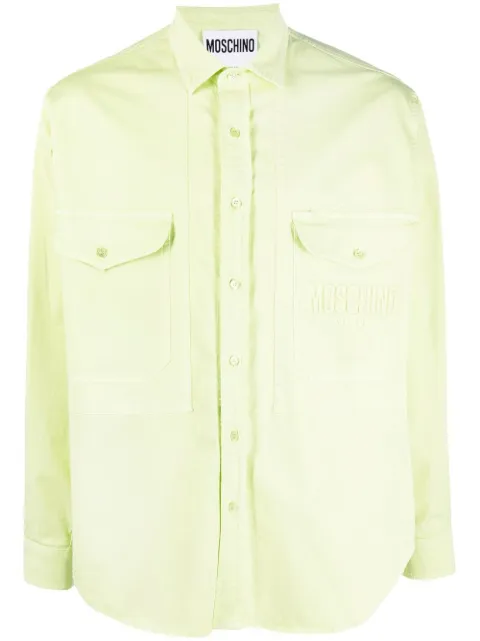Moschino embroidered-logo detail shirt Green A02012037