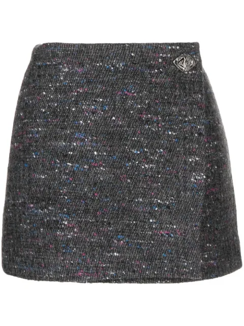 GANNI tweed wrap mini skirt Grey F7573252