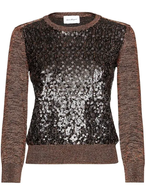 Ferragamo sequin-embellished crew neck jumper Black 759335