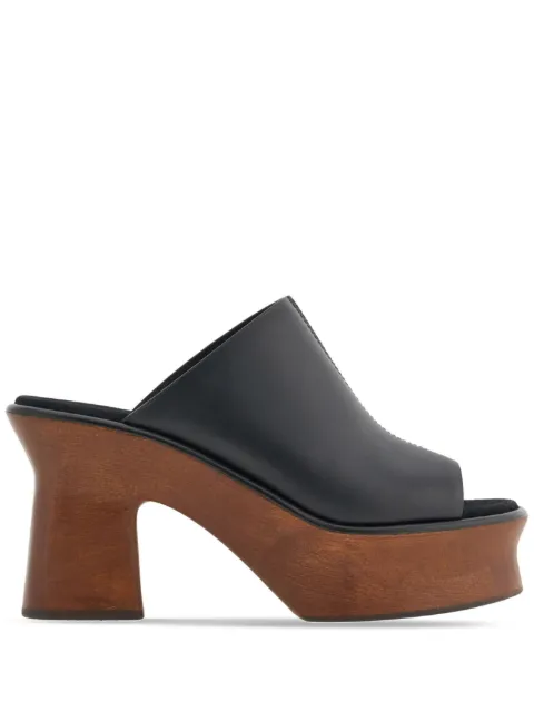 Ferragamo 85mm leather wedge sandals Black 758253
