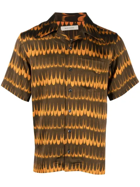 Wales Bonner geometric-print short-sleeve shirt Orange MS23SH01VI03