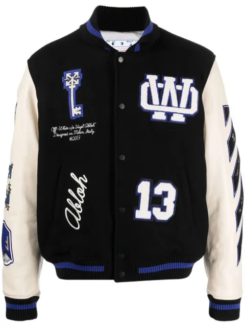 Off-White patch-detail bomber jacket Black OMJA097S23LEA0011069