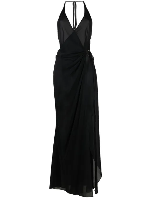 Louisa Ballou semi-sheer sleeveless maxi dress Black 114101