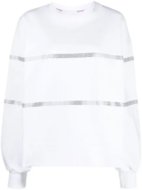 GCDS crystal-embellished cotton sweatshirt White SS23W110108