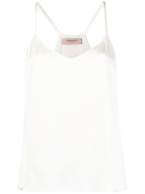 TWINSET rear logo-plaque satin top White 231TP2433