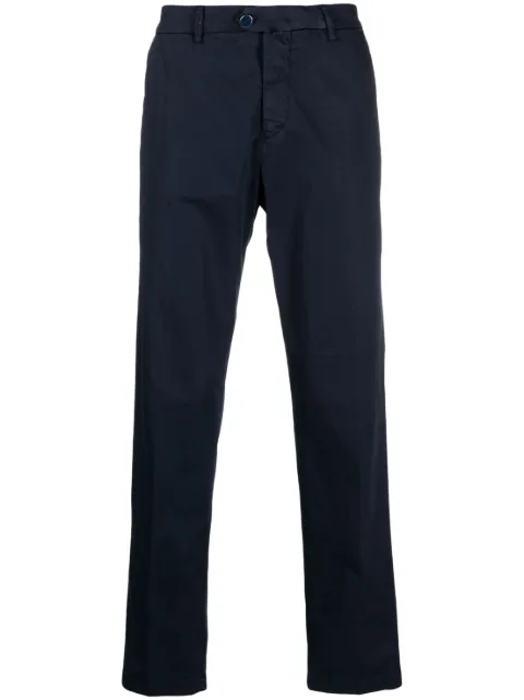 Kiton off-centre button straight-leg trousers Blue UFPPEJ0730B0900D