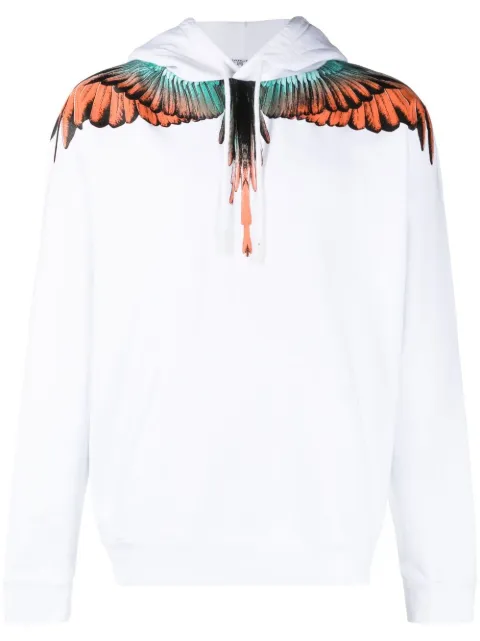 COUNTY OF MILAN wing-print organic-cotton hoodie White CMBB007S23FLE0010120