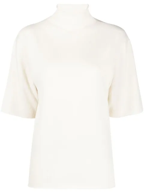 Jil Sander short-sleeved roll-neck knitted top Neutrals J40GP0001J13204