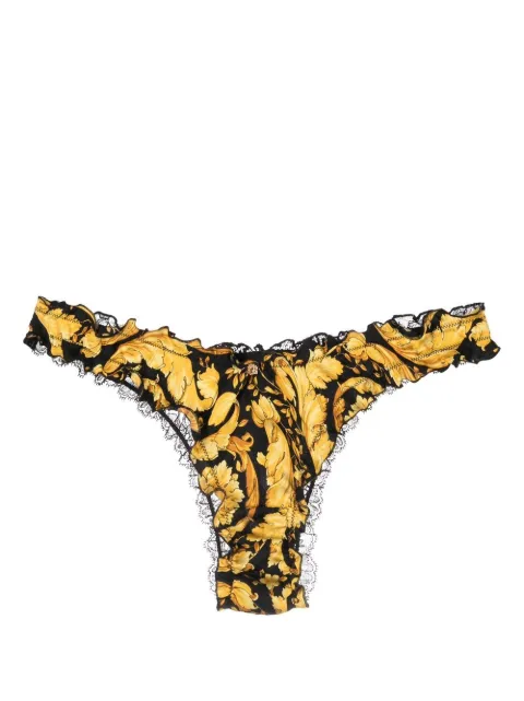 Versace lace-panel silk thong Yellow 10085561A06155