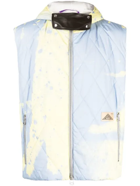 OAMC abstract-print hooded gilet Blue 23E28OAU17COTOA043