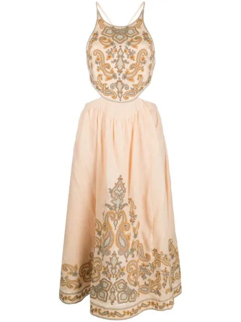 ZIMMERMANN Devi halter tie midi dress Orange 7428DSS231