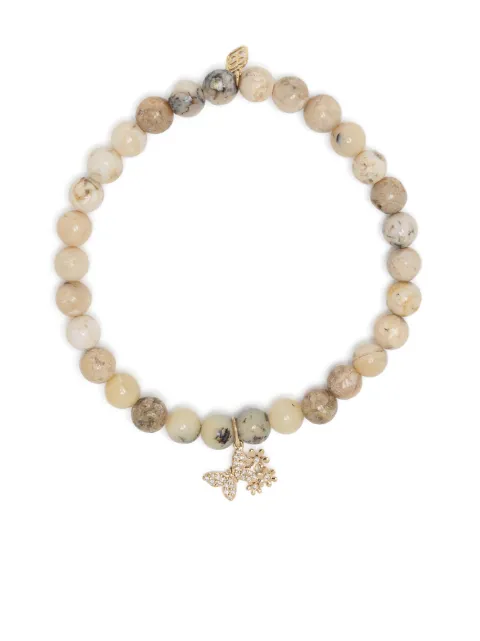 Sydney Evan 14kt yellow gold Butterfly Daisy opal beaded bracelet Neutrals CJP3010Y906