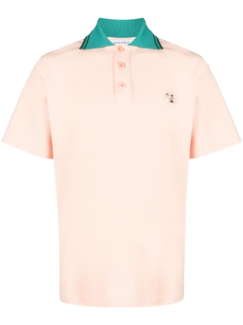 Maison Kitsuné logo-appliqué piqué polo shirt Orange KM00209KJ0104