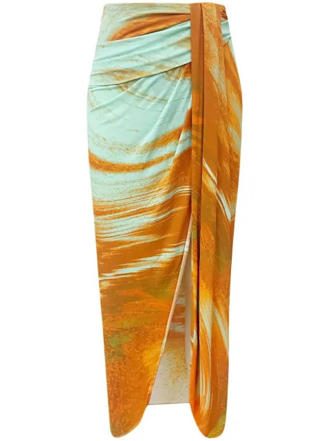 SIMKHAI Gwena marble high-waisted skirt Orange 2233047JMASALAMARBLEPRINT
