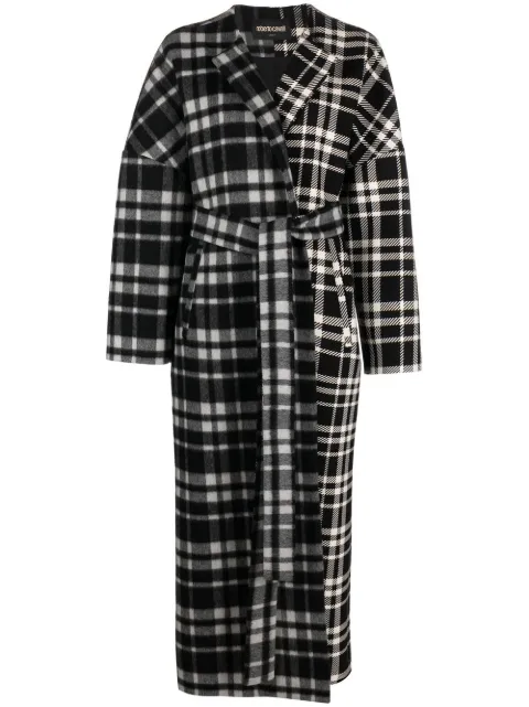 Roberto Cavalli checked belted coat Black RKT500FY043