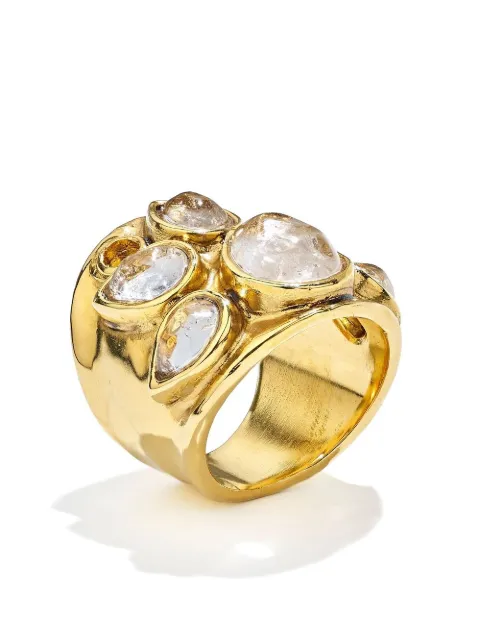 Goossens large Cachemire rock crystal ring Gold GOOP23RI03YG