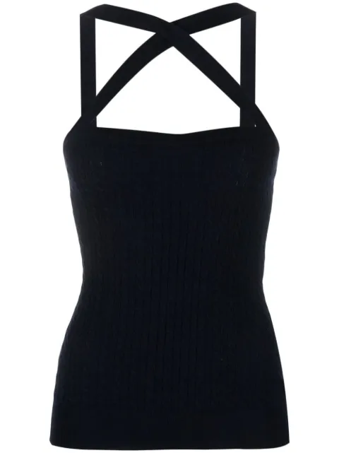 Patou cable-knit halterneck top Blue KN1258041697E