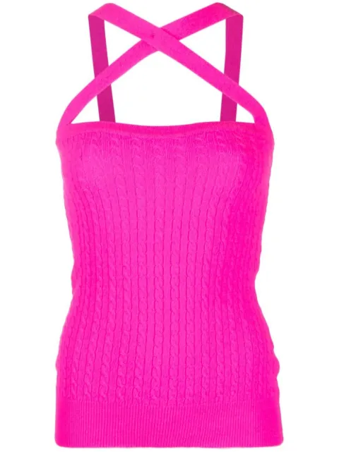 Patou cable-knit halterneck top Pink KN1258041453B