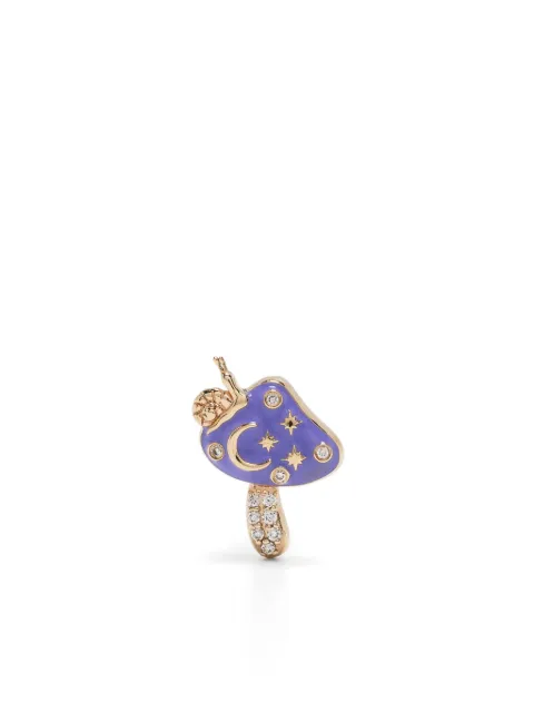 Sydney Evan 14kt yellow gold Celestial Mushroom diamond and enamel stud earring Purple SKE1914LVY