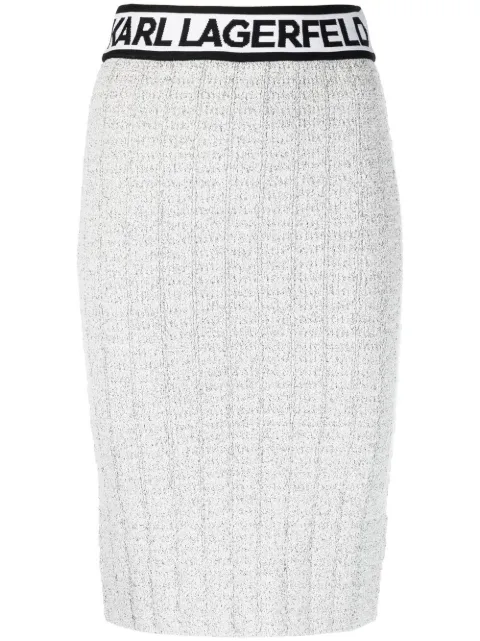 Karl Lagerfeld logo-waistband knitted skirt Black 235W1204101