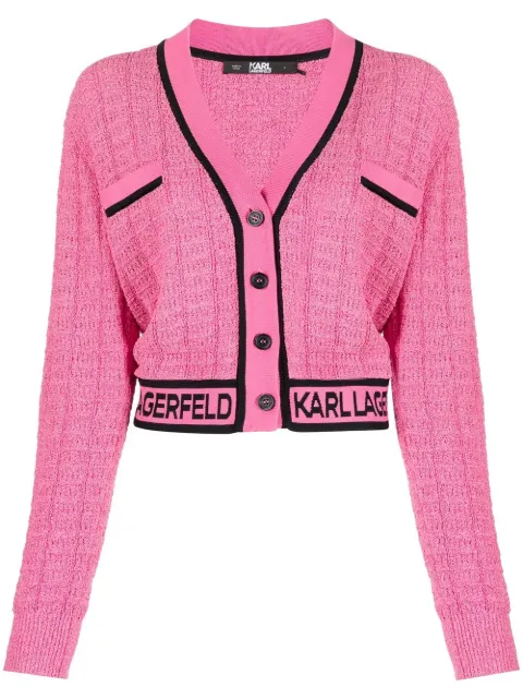 Karl Lagerfeld bouclé cropped cardigan Pink 235W2007449