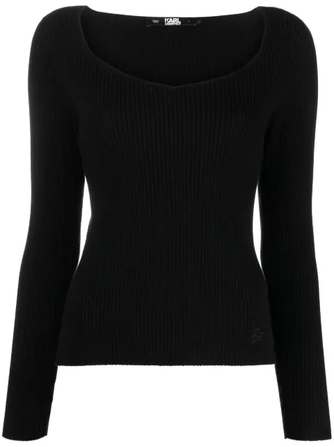 Karl Lagerfeld long-sleeved ribbed-knit top Black 235W2004999