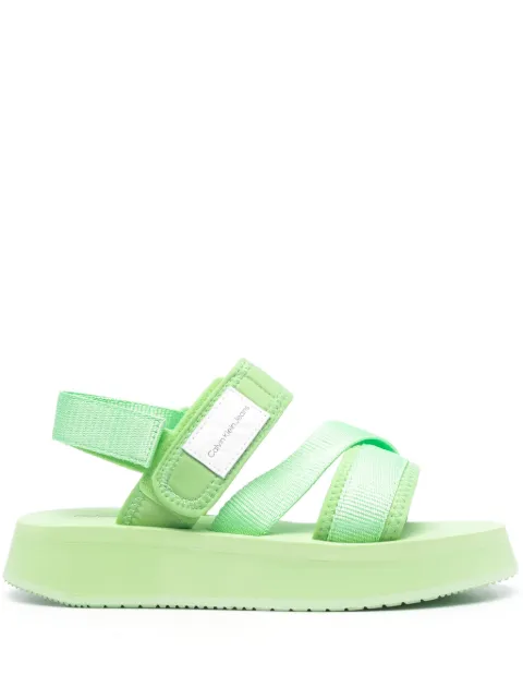 Calvin Klein Jeans logo-patch platform sandals Green YW0YW00967