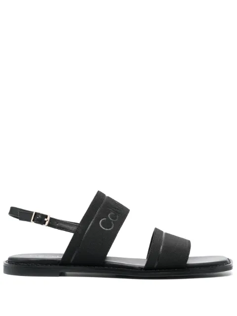 Calvin Klein debossed-logo leather sandals Black HW0HW01496