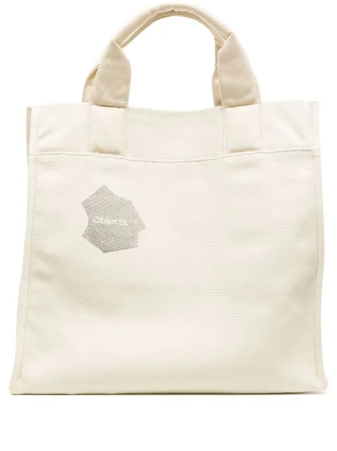 OBJECTS IV LIFE logo-print cotton tote bag White OBJ001703110422