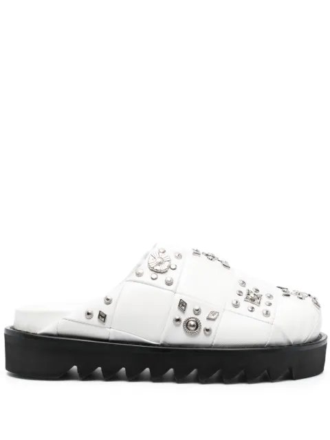 Toga Pulla stud-embellished leather slippers White FTGPW123800199