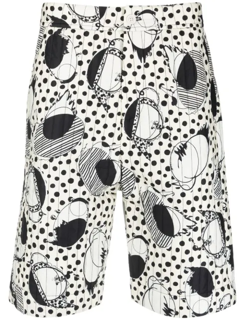 Henrik Vibskov Wheel abstract-print quilted shorts White SS23STUDIOM512