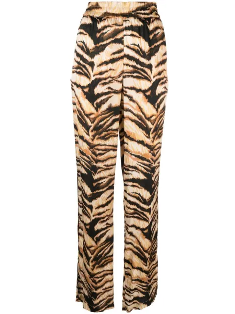 Roberto Cavalli high-waisted tiger-print trousers Neutrals RKT210SZH36