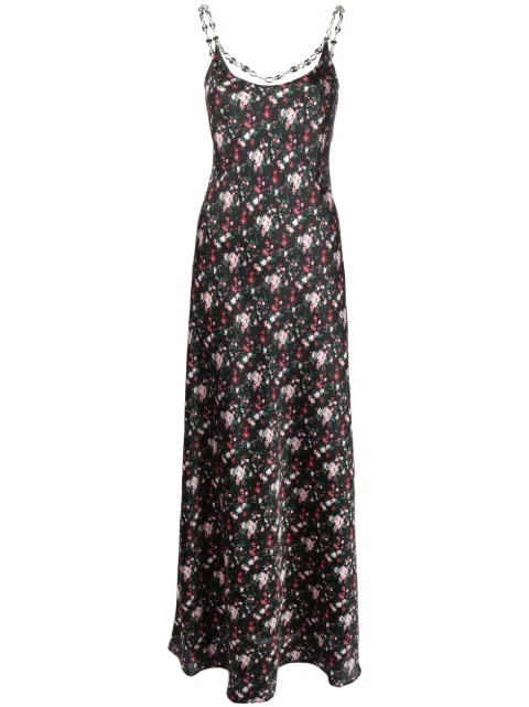 Rabanne floral-print chain-link maxi dress Black 23PCRO450PO0303