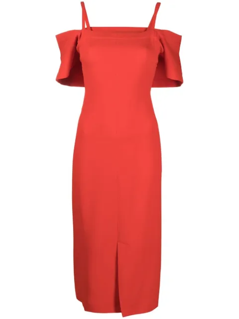 Victoria Beckham off-shoulder midi dress Red 1123WDR004406A
