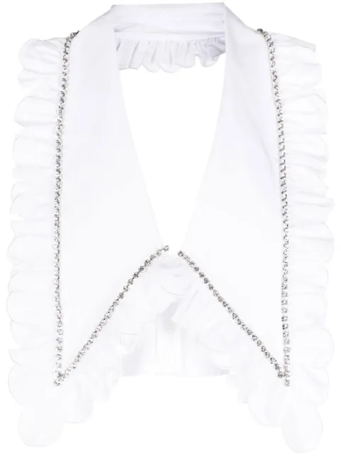AREA crystal-embellished cropped top White 2301T27177
