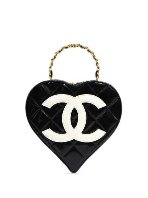 CHANEL Pre-Owned 1995 heart vanity tote bag Black 3368405