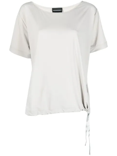 Emporio Armani side-tie detail T-shirt Grey 3R2M7F2JWDZ