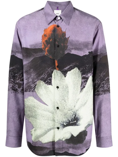 OAMC graphic-print button-up shirt Purple 23E28OAU62VICOA016