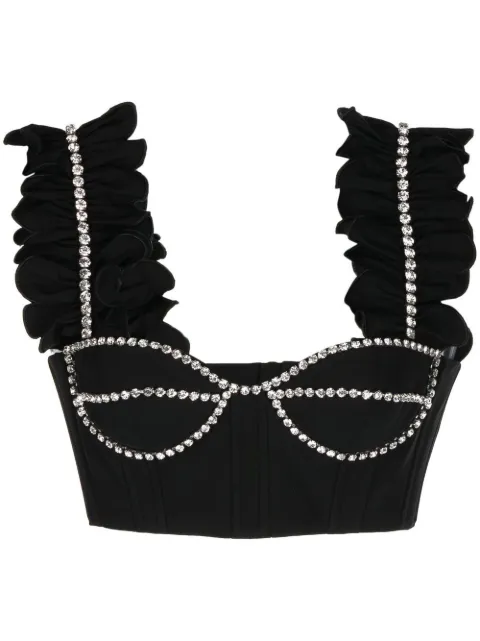AREA crystal-embellished cropped top Black 2301T45177