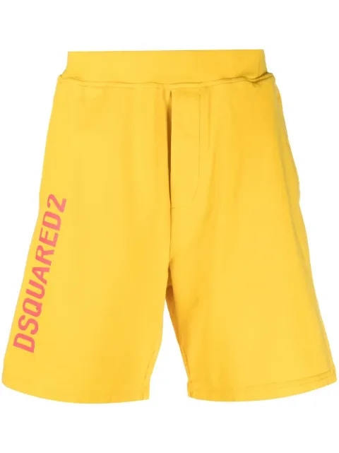 DSQUARED2 cotton logo print shorts Yellow S74MU0768S25538