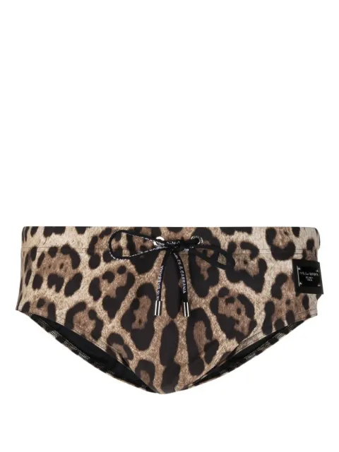 Dolce & Gabbana leopard print swim briefs Brown M4A77JFSGDM