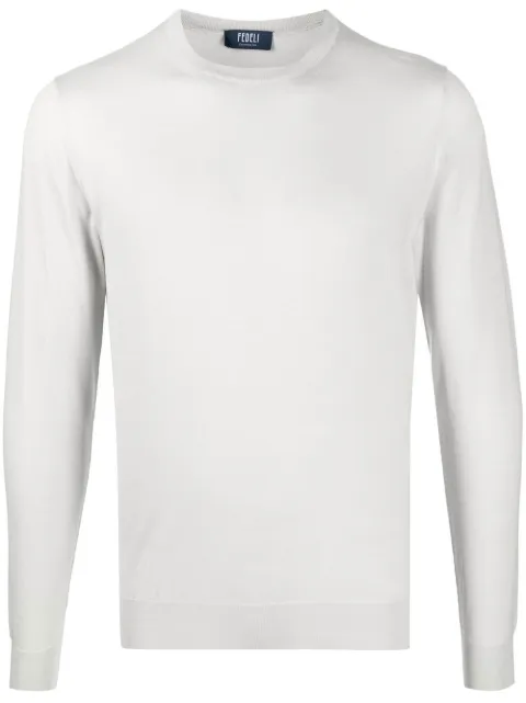 Fedeli ribbed crew neck jumper Grey 6UE07119