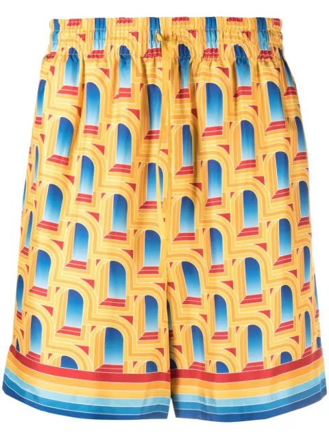 Casablanca L'Arche de Jour silk shorts Yellow MS23TR012