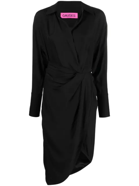 GAUGE81 gathered-front shirt dress Black 223221