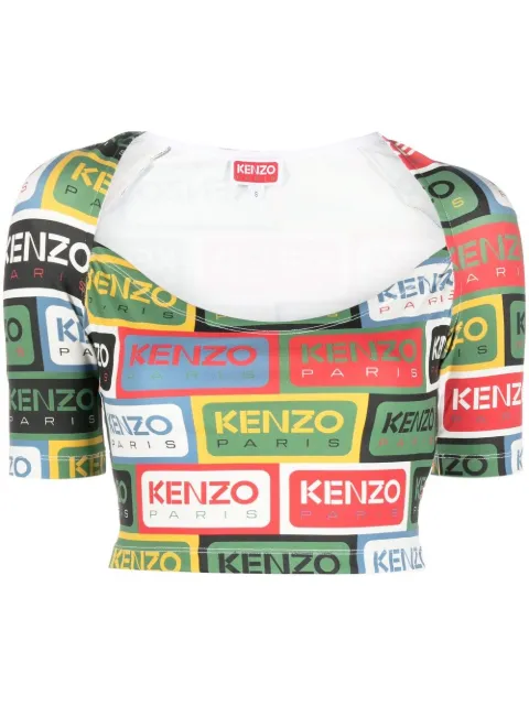 Kenzo logo-print crop top Green FD52TO7024SN